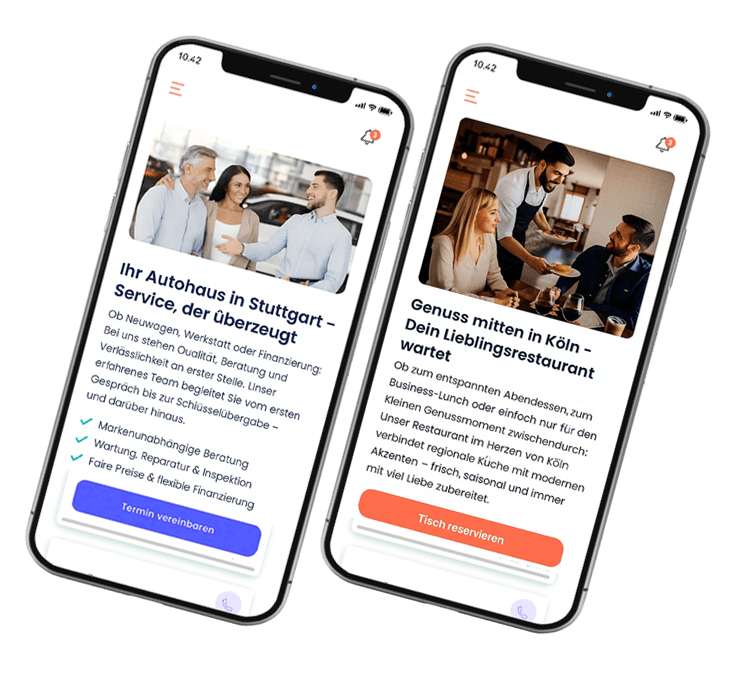 2 Handys mit unterschiedlichen SEO-Texten